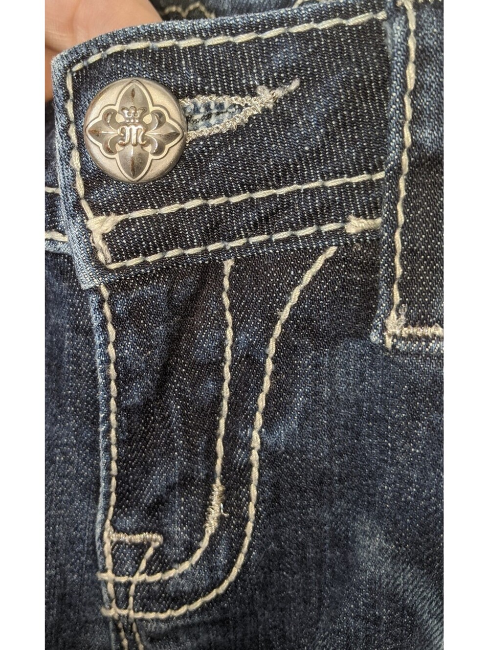 Miss Me Jeans Womens 26 Signature Boot Embellished Low Rise Studded Denim Blue - Picture 4 of 10